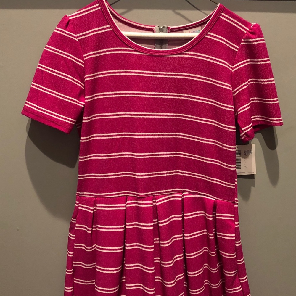 NWT LulaRoe Amelia dress Large Pink stripe